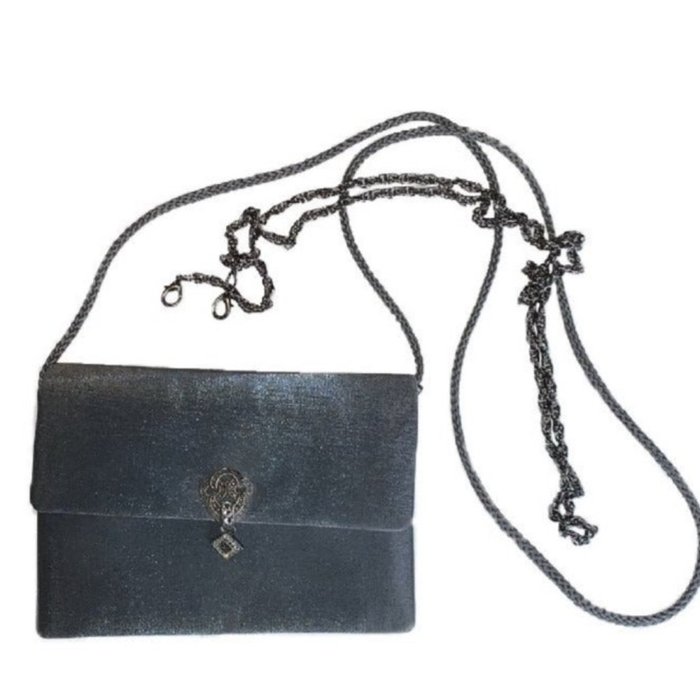 Another Y&S Clutch Bag Silver Envelope with Rope and Chain Strap